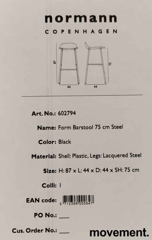 Solgt!Normann Copenhagen barstol, modell - 5 / 5