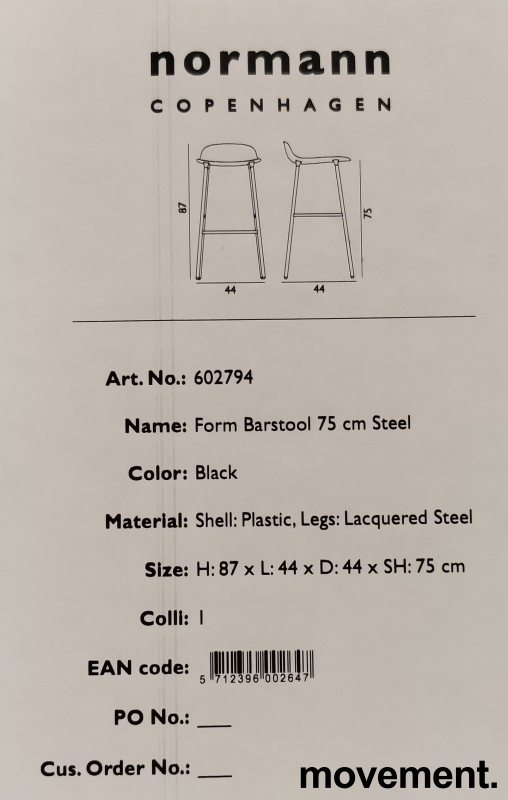 Normann Copenhagen barstol, modell - 5 / 5