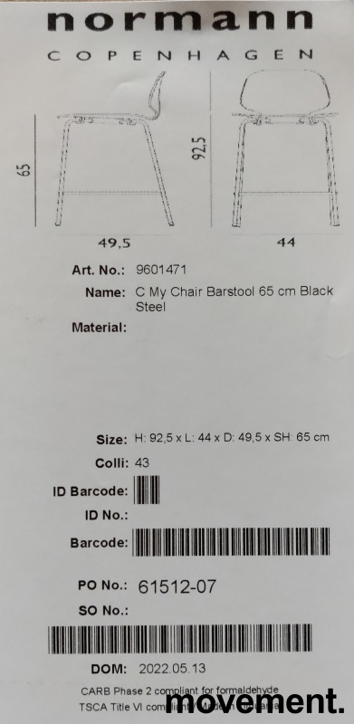 Normann Copenhagen barstol, modell - 5 / 5