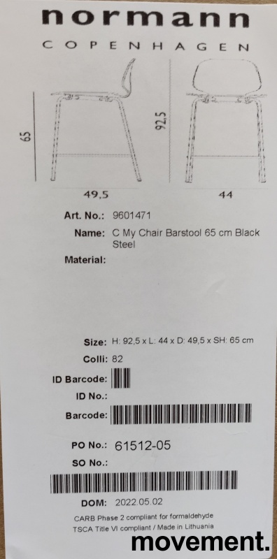 Normann Copenhagen barstol, modell - 5 / 5