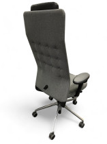 Kontorstol fra Vitra, ID Trim L, grått stoff, høy rygg, nakkepute i skinn, pent brukt