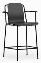Normann Copenhagen barstol, modell Studio Bar Armchair, sort sete/sort stål understell, sittehøyde 65cm, NY / UBRUKT