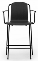 Normann Copenhagen barstol, modell Studio Bar Armchair, sort sete/sort stål understell, sittehøyde 65cm, NY / UBRUKT