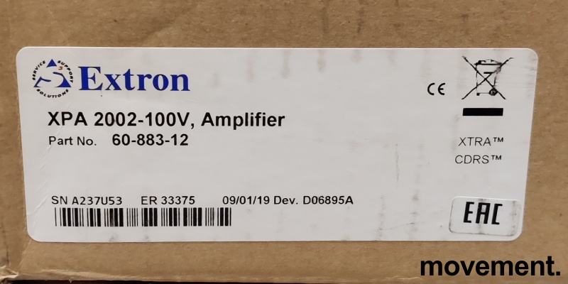Solgt!Extron XPA 2002-100V - 2 x 200 - 5 / 5