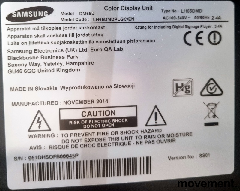 Solgt!Samsung DM65D, 65toms Public - 2 / 3