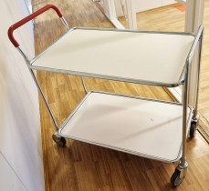 Tralle / trillebord fra Gerdmans i stål / laminat / trillevogn, med 2 hylleplan, 100x55,5cm, brukt