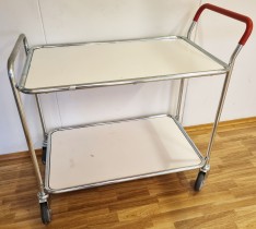 Tralle / trillebord fra Gerdmans i stål / laminat / trillevogn, med 2 hylleplan, 100x55,5cm, brukt