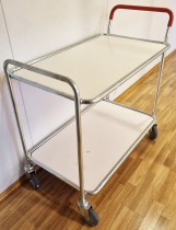 Tralle / trillebord fra Gerdmans i stål / laminat / trillevogn, med 2 hylleplan, 100x55,5cm, brukt