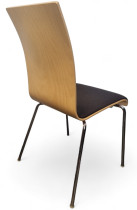 Konferansestol / stablestol fra RBM, modell Bella, i bjerkefiner / sort stoffsete / krom, pent brukt