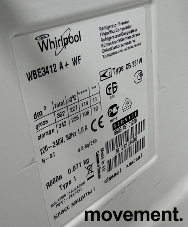Solgt!Kjøleskap/kombiskap fra Whirlpool i - 2 / 2