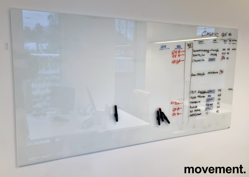 Solgt!Whiteboard i hvitt glass fra
