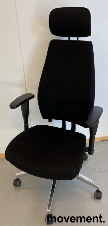 Solgt!Kontorstol i sort stoff fra - 1 / 2