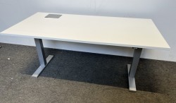 Skrivebord med elektrisk hevsenk i hvitt / grått fra Duba B8, 160x80cm, pent brukt