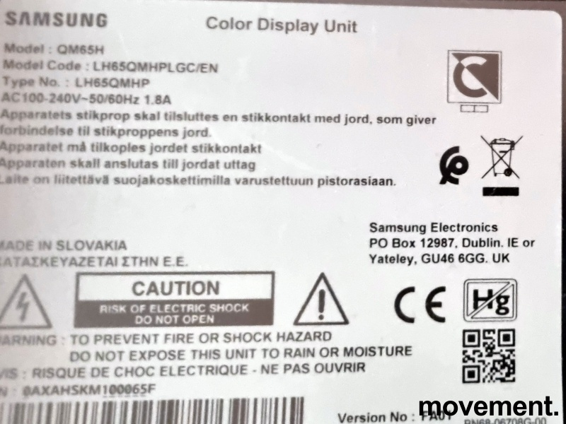 Solgt!Samsung QM65H 65toms 4K Public - 3 / 3