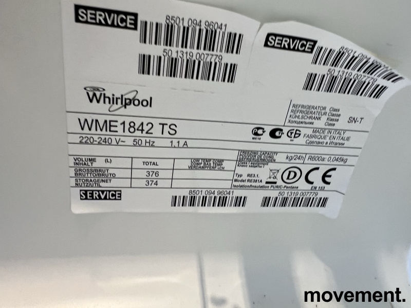 Solgt!Whirlpool kjøleskap i rustfritt - 2 / 2