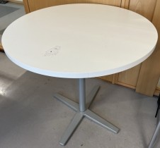 Rundt møtebord i hvitt / grått fra Materia, modell Centrum, Ø=80cm, H=73cm, pent brukt