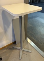 Barbord / ståbord i hvitt / grått fra Materia, modell Centrum, 53x45cm, høyde 108cm, pent brukt