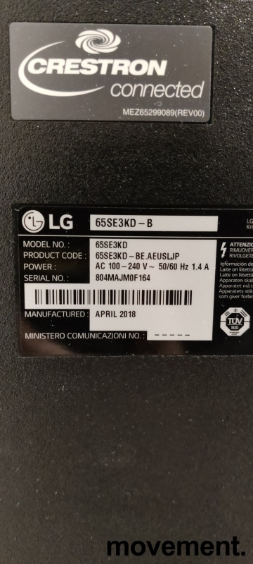 Solgt!LG 65SE3KD-B, LED 65toms Public - 3 / 4