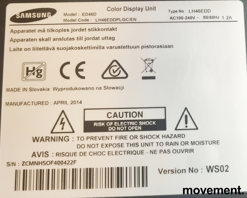 Solgt!Samsung ED46D signage-panel, 46toms - 2 / 2