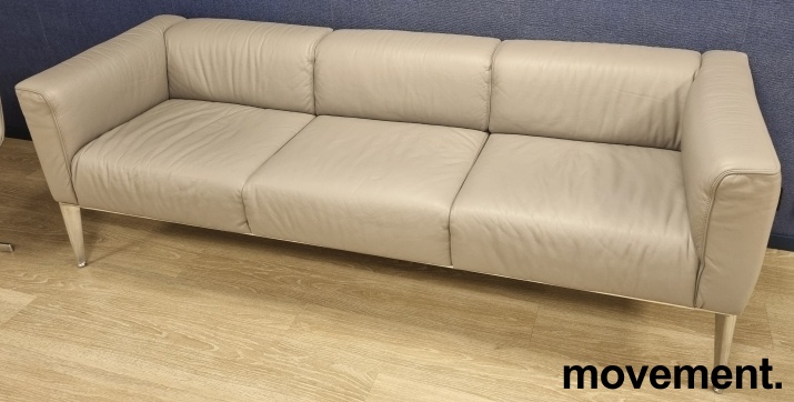 Solgt!Lekker 3-seter sofa i grått skinn