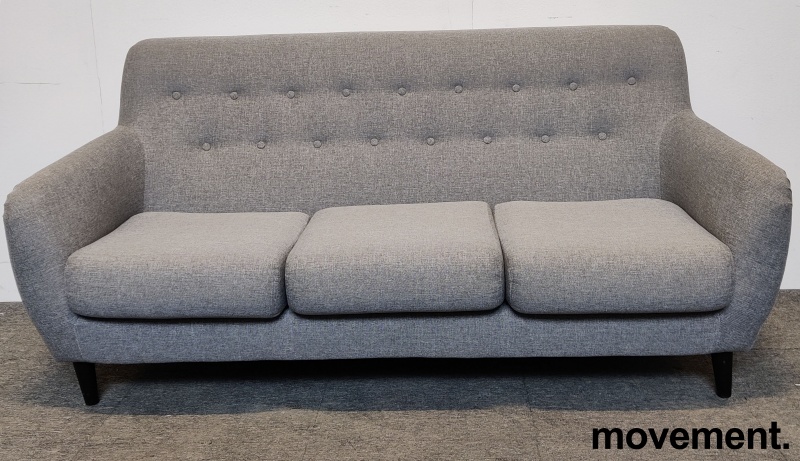 Solgt!Twist 3seter sofa i grått stoff, - 1 / 4