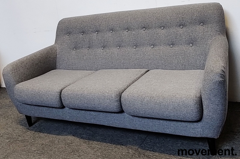 Solgt!Twist 3seter sofa i grått stoff, - 2 / 4