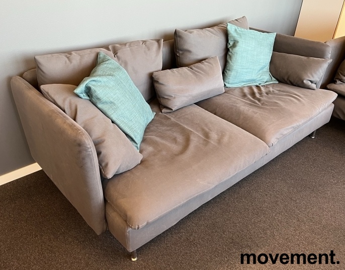 Solgt!3-seter sofa i mørkt grått stoff - 1 / 2