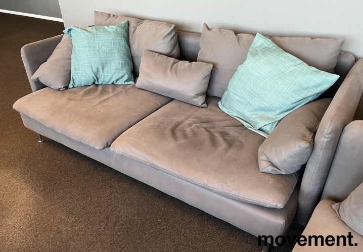 Solgt!3-seter sofa i mørkt grått stoff - 2 / 2