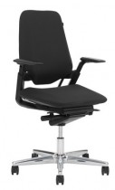 Savo S3 kontorstol i sort stoff / krom kryss, med armlener, NYTRUKKET, pent brukt