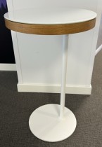Lite loungebord i hvitt / valnøtt / hvitt glass fra IKEA, Stockholm-serie, Ø=36cm, høyde 64cm, pent brukt