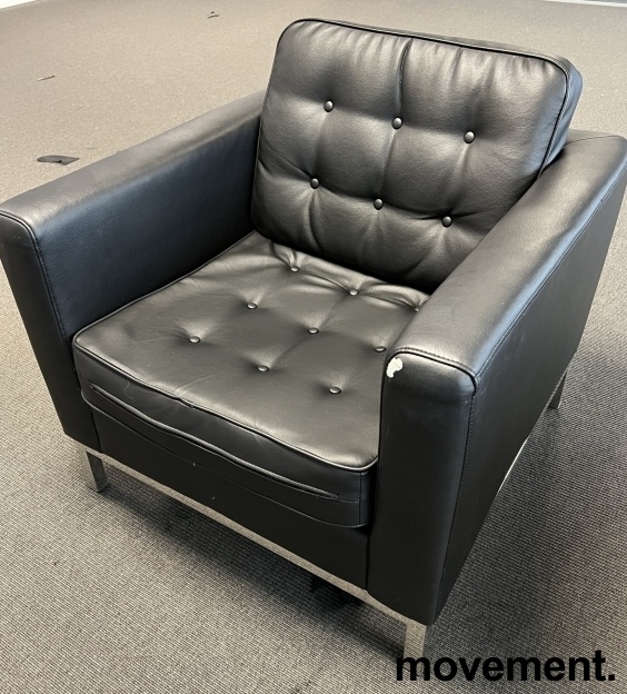 Solgt!Loungestol i sort kunstskinn / - 2 / 3