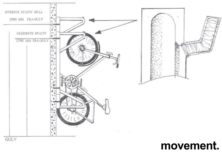 Vegghengt sykkelstativ fra Haniss, - 2 / 3