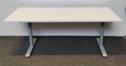 Skrivebord med elektrisk hevsenk i hvitt / grått fra Linak, 160x80cm pent brukt med NY plate
