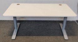 Skrivebord med elektrisk hevsenk i hvitt / grått fra Linak, 160x80cm pent brukt med NY plate
