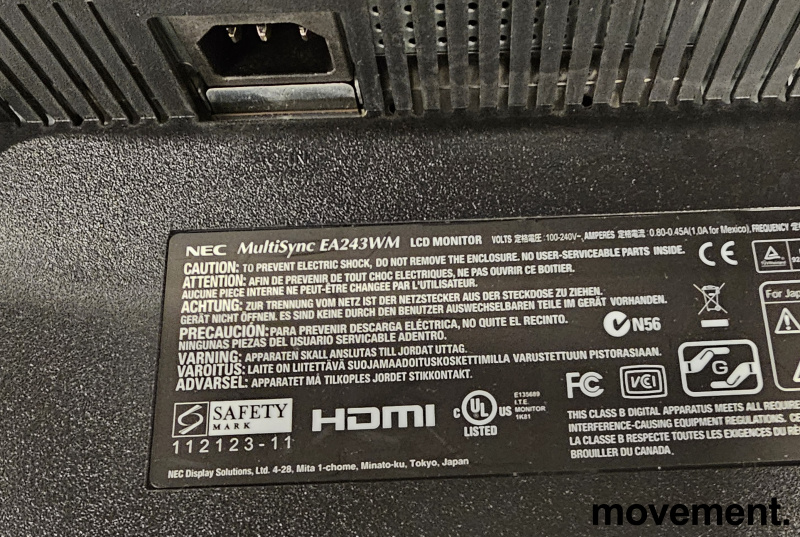 Flatskjerm: NEC EA243WM-BK, 24toms, - 4 / 4