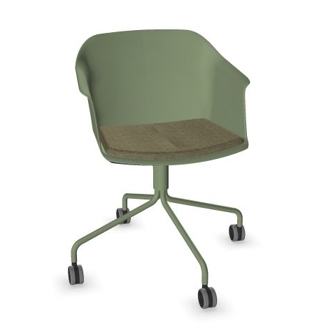 Konferansestol på hjul i grønt fra