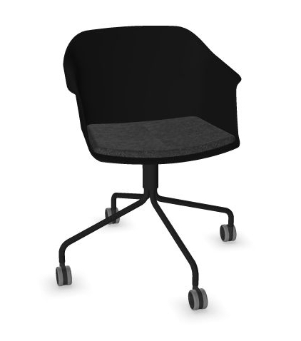 Konferansestol på hjul i sort fra