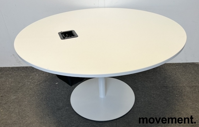 Solgt!Rundt møtebord i hvitt, Ø=130cm, - 1 / 2