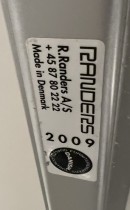 Kompakt møtebord i hvitt / polert aluminium fra Randers, 180x80cm, passer 6 personer, pent brukt
