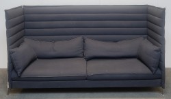 Vitra Alcove alkovesofa, 3-seter i mørkt grått ullstoff / krom, 242cm bredde, pent brukt