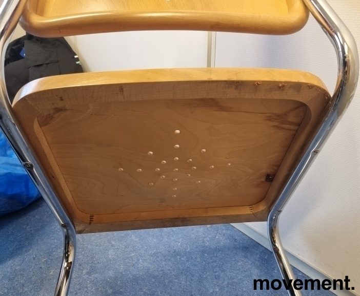 Solgt!Retro møtesstoler i bøk / krom, - 3 / 4
