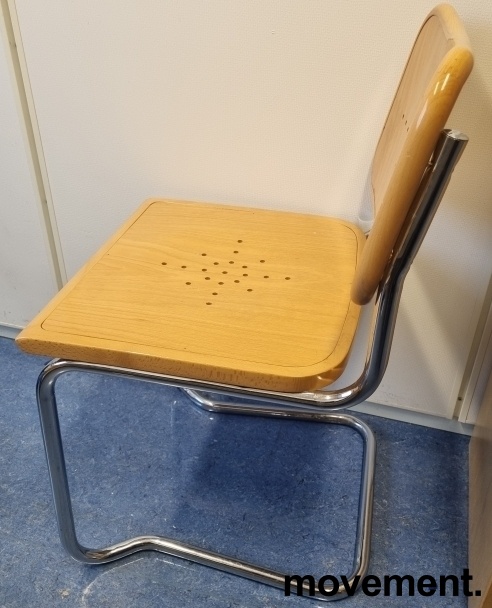 Solgt!Retro møtesstoler i bøk / krom, - 2 / 4