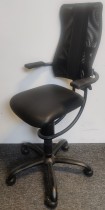 Ergonomisk, ryggvennlig kontorstol fra Spinalis, modell Hacker med Renna trekk i sort / sort mesh, pent brukt