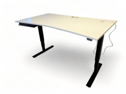 Skrivebord med elektrisk hevsenk i hvitt / sort fra EFG, 160x90cm med magebue, pent brukt