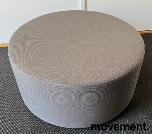Solgt!Puff i gråbrunt stoff, Ø=80cm, - 1 / 2