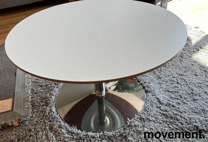 Solgt!Loungebord i hvitt / krom, Ø=80cm,