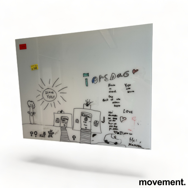 Solgt!Whiteboard i hvitt glass fra