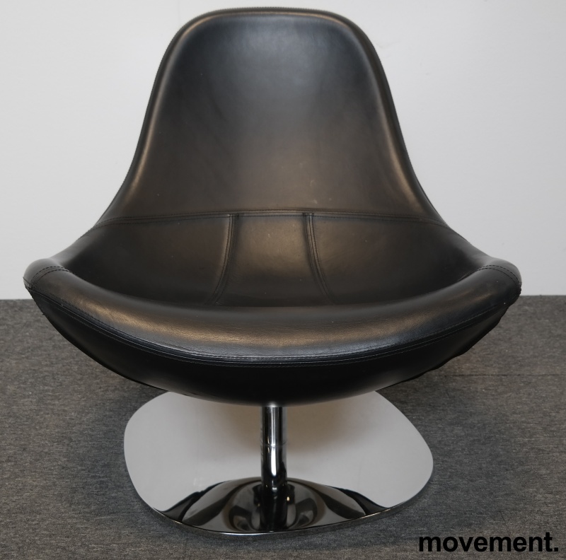 Solgt!Loungestol i sort skinn / krom fra - 2 / 3