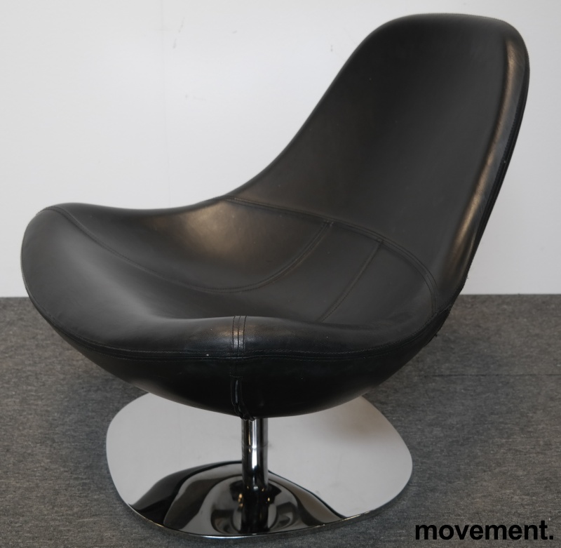 Solgt!Loungestol i sort skinn / krom fra - 1 / 3