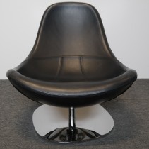 Loungestol i sort skinn / krom fra IKEA, mod Tirup, pent brukt